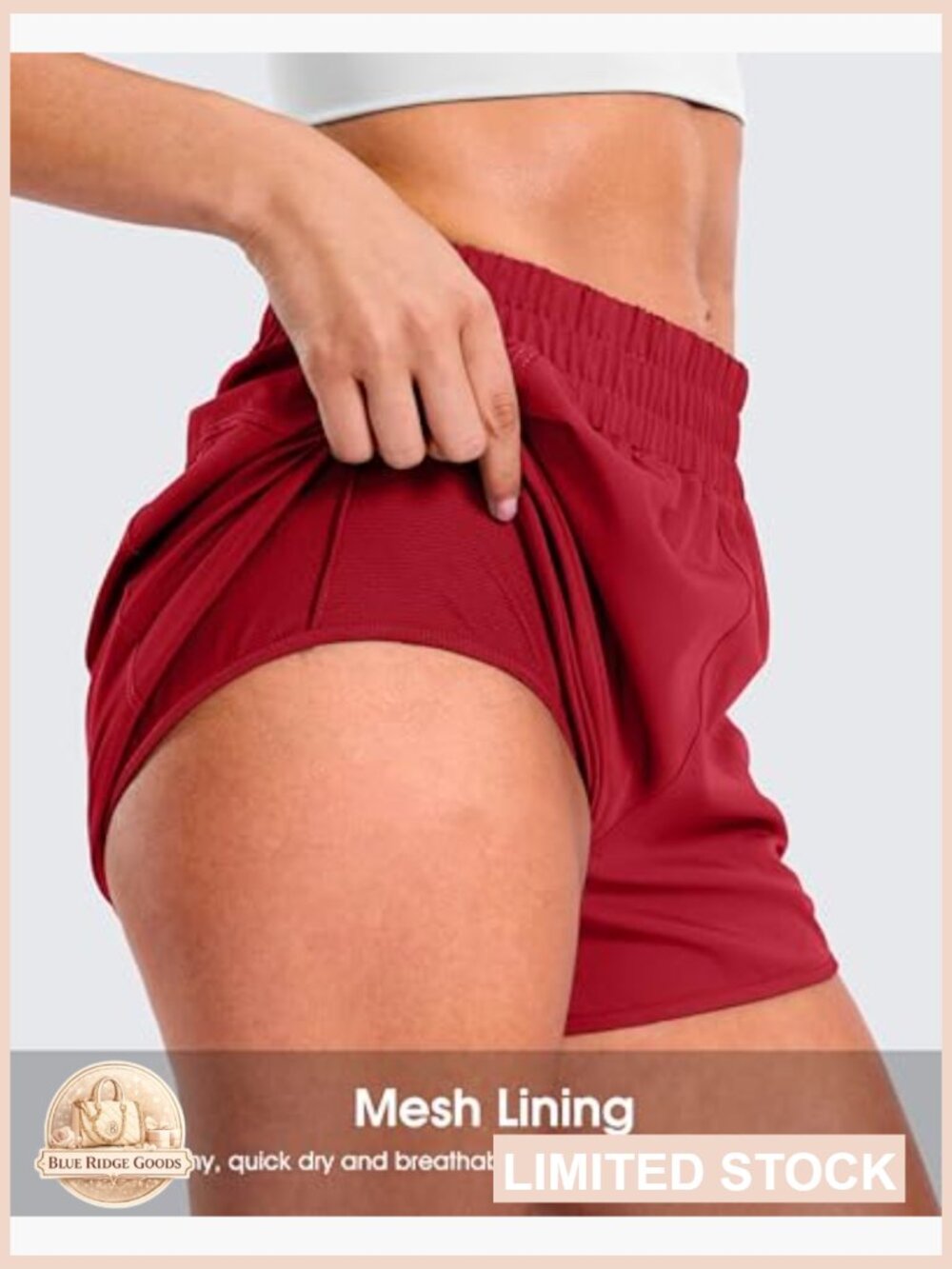 High Waisted Athletic Shorts with Zipper Pocket Quick Dry Running Dolphin Hem - Picture 5 of 7